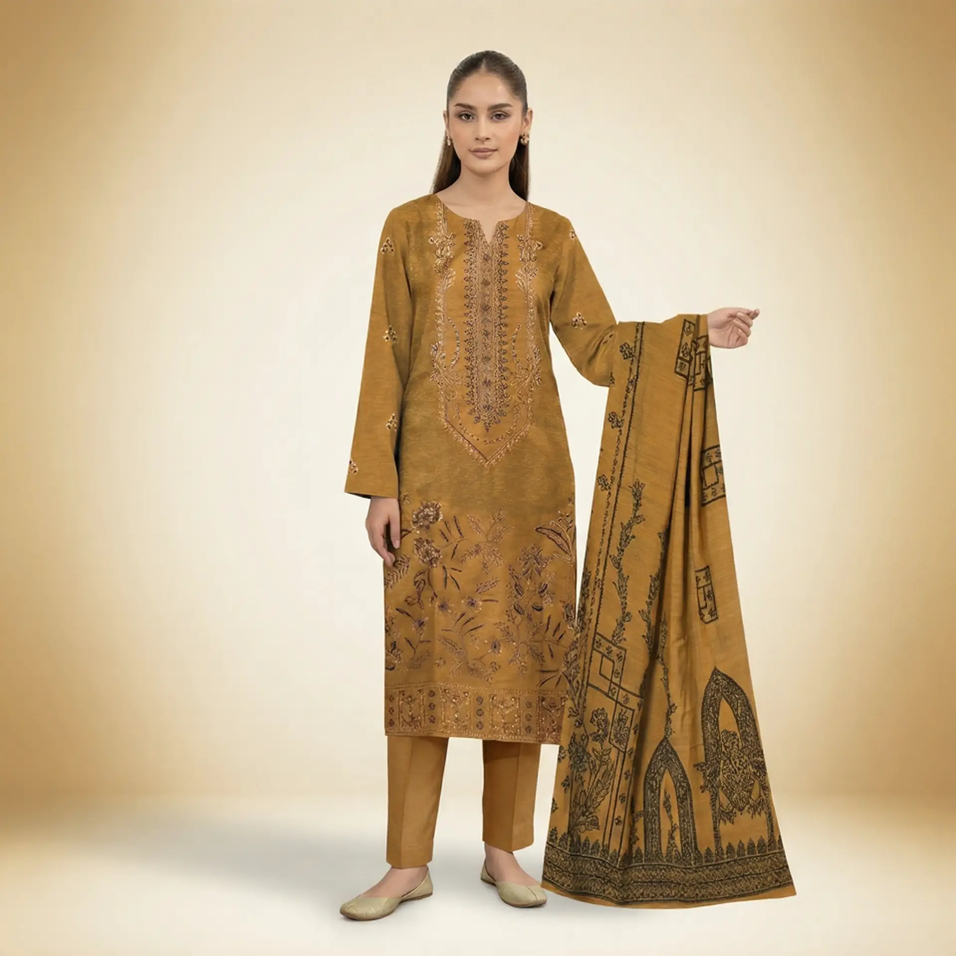 Zimal by Al fajr Embroidered Karandi Suit with Jacquard Dupatta