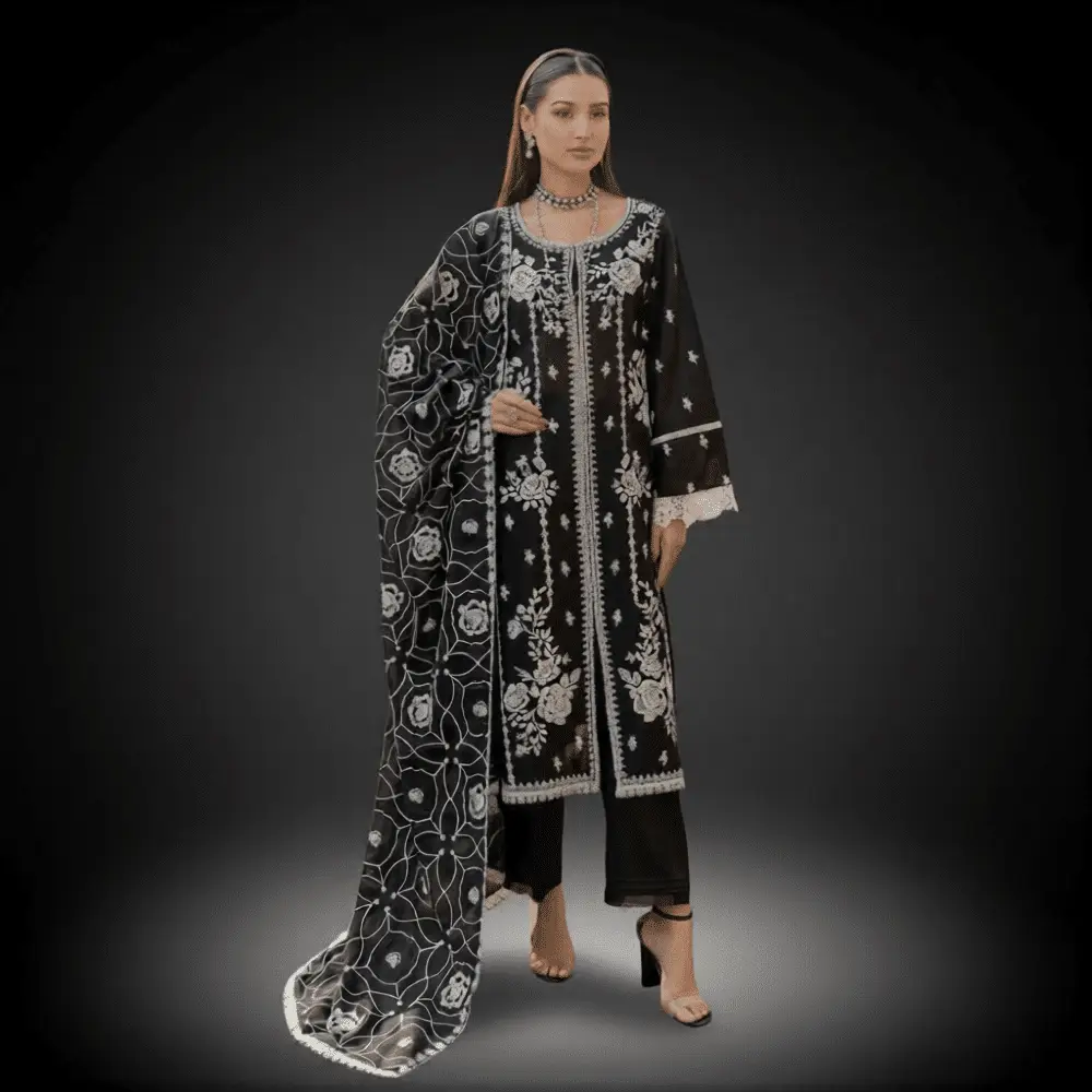 WARESHA Vol 15 – Premium Embroidered 3-Piece Unstitched Suit