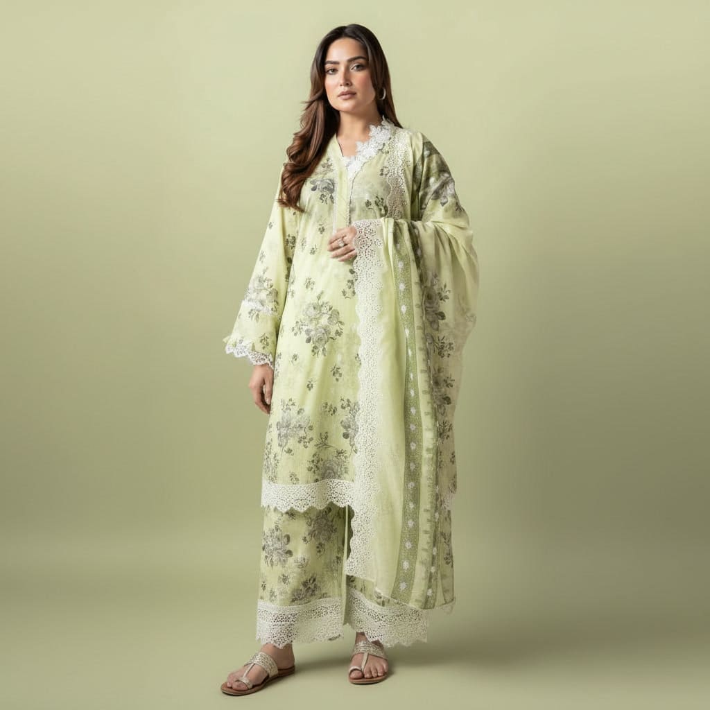 WAREESHA Printed Lawn Embroidered Chikankari – Vol 11